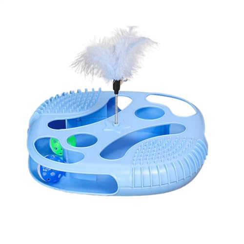 3 in 1 interaktives katzenspielzeug, katzenspielzeug selbstbeschäftigung, Katzen Spielzeug, cat Toys, Whack-A-Mole, Flexible Angel mit Federn, für Haustiere zum Spielen und zum Trainieren (Blau) von Generic