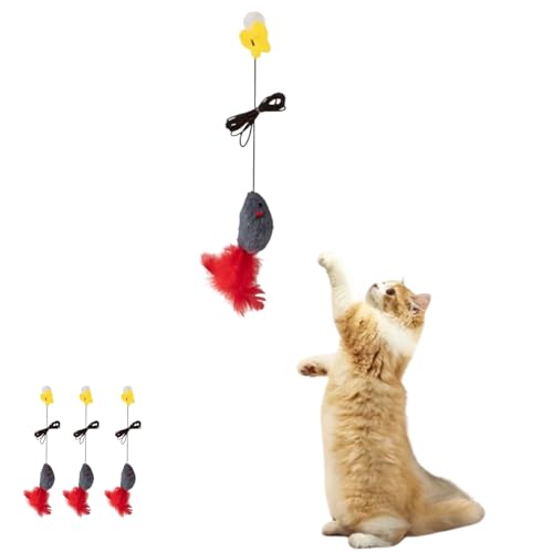 3-teiliges Spielzeug zum Aufhängen von Katzen und Maus, quietscht beim Berühren des interaktiven Katzen- und Mausspielzeugs für Übungen, um Langeweile zu beseitigen, kleine und mittelgroße von Generic