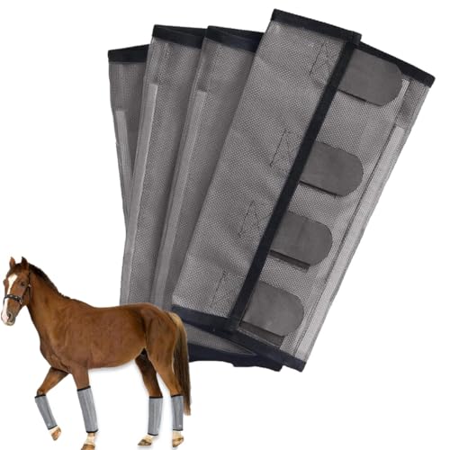 4 Pcs Breathable Mesh Horse Flyproof Leggings,Mesh Fly Boots for Horses,Comfortable Adjustable Horse Fly Boots,Tear-Resistant,Prevent Flies and Mosquitoes Bites,Reduces Stress Stomping (Gray) von Generic