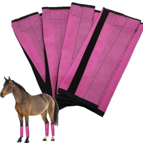 4 Pcs Breathable Mesh Horse Flyproof Leggings,Mesh Fly Boots for Horses,Comfortable Adjustable Horse Fly Boots,Tear-Resistant,Prevent Flies and Mosquitoes Bites,Reduces Stress Stomping (Pink) von Generic