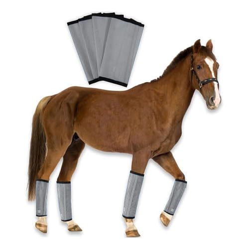 4 Stück Horses Fly Boots Reitschutz-Set, Atmungsaktive Feinmaschige Fliegengamaschen für Pferde rutschfeste Gamaschen für Pferdehufe Anti-Fliegenbisse (Grau) von Generic
