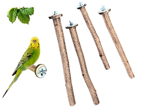 5 Stück frisch geschnittene 26 cm Natur Sitzstangen Vögel Käfig Vogelstange Haselnuss Holz Vogel Spielzeug Sitzstangen für Wellensittich Nymphensittich Kanarienvogel von Generic