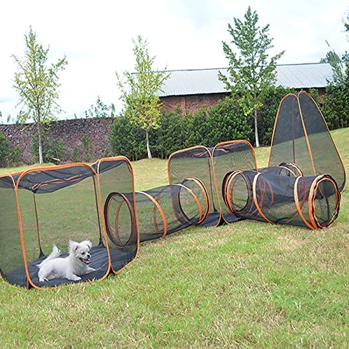 6 in 1 Outdoor Katzenzelt mit Tunnel - Tragbares und Faltbares Laufgitter für Katzen, Hunde, Kaninchen - Genießen Sie einen komfortablen Tag drinnen und draußen von Generic