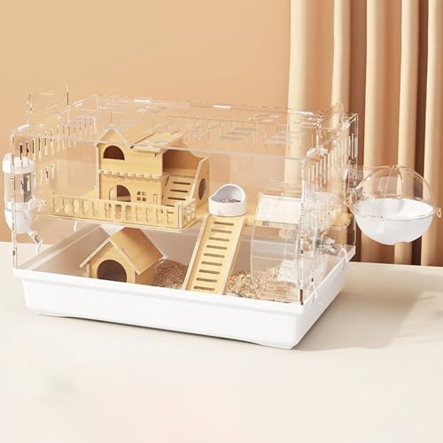 Acryl Hamsterkäfig 2-Ebenen Kleintierkäfig Rattenvilla mit Wohn und Spielbereich mit Multifunktionszubehör Kleintierhaus für Hamster Gerbil Mäuse Acryl Hamsterkäfig 2-Ebenen Kleintierkäfig Rattenvilla mit Wohn und Spielbereich mit Multifunktionszubehör Kleintierhaus für Hamster Gerbil Mäuse von Generic