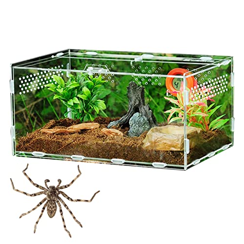 Acryl-Reptilien-Käfig – Transparente Reptilienzuchtbox, transparenter Reptilienzuchtkoffer für Hornfrosch, Spinne, Schlange, Eidechse von Generic