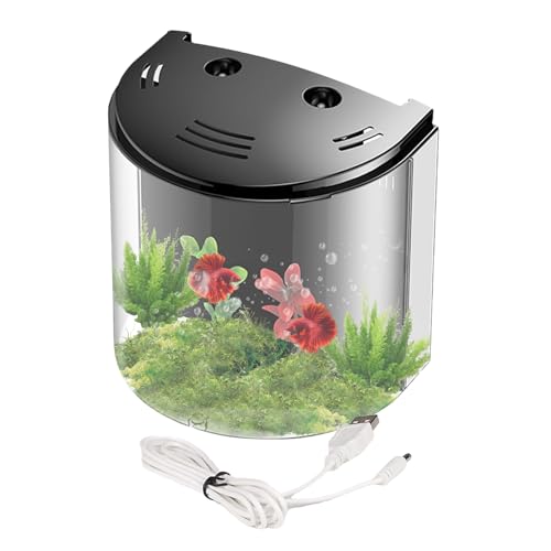 Acrylaquarium, Tischaquarium – kleines Aquarium Betta Aquarium Acryl transparent Tisch | mit Filter und Licht integrierte Wasserpumpe Aquarium Betta Schüssel mit Tank geeignet für kleine von Generic
