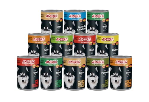 Amora Dog Hundefutter | 12x 400g Mixpaket | garantiert 6 Sorten enthalten | Keine Aroma-, Farb- und Konservierungsstoffe | Nassfutter für Hunde von Generic