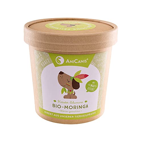 AniCanis Bio Moringablätter für Hunde & Katzen - Moringa-Pulver Immunsystem, Säure Basen, Schmatzen & Gras fressen - Nahrungsergänzung - 100g von AniCanis