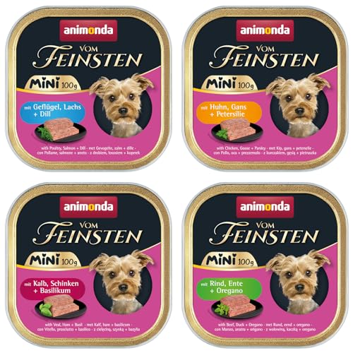 Animonda Vom Feinsten Mini 10 x 100 g Hundefutter | Ohne Getreide, ohne Zucker, ohne Soja | Nassfutter für Hunde | mit leckeren Kräutern (10 x 100 g, Mixpaket) von Generic