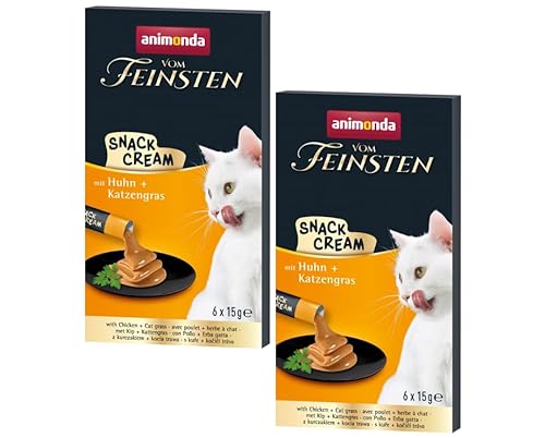 Animonda Vom Feinsten Snack-Cream | Doppelpack 2X 6x15g (180g) mit Huhn + Katzengras | mit Taurin | ganz ohne Getreide, Zucker & Soja von Generic