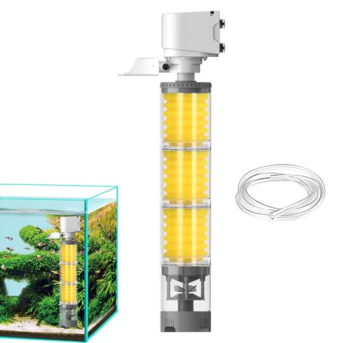 Aquarium Filter, Wasserzirkulation Reinigungsmaschine, Leise Leistungsstarker Mehrstufiger Aquarium Belüfter für Süßwasser Salzwasser Riff Betta Schildkröte Axolotl Pflanze Algen Teich von Generic