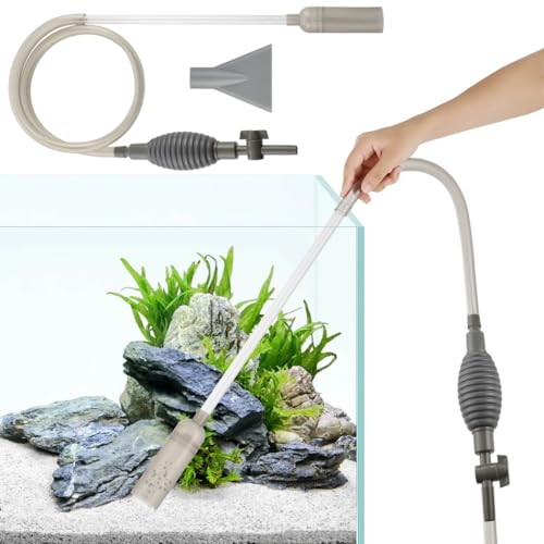 Aquarium-Wasserwechsler, 3-in-1-Siphon-Staubsauger mit großem Ventil und großem Ventil, Aquarium-Staubsauger für Wasserwechsel, Sand, Kies und Algenreinigung, 170 cm Länge von Generic