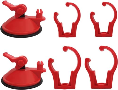 Aquarium Zubehör Aquarium Heizung Saugnäpfe Clips Luftleitung Rohr Klemmen Ersatz Fisch Tank Schlauch Halter Clips Licht Rot/Schwarz (Rot) von Generic