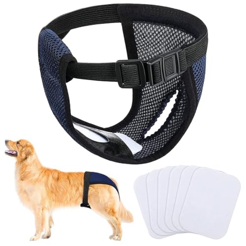 Atmungsaktive wiederverwendbare Windeln für Hündinnen mit 3 Absorptions-Baumwoll-Pads, bequem, wiederverwendbare Hundewindeln für Hündinnen, Welpen von Generic