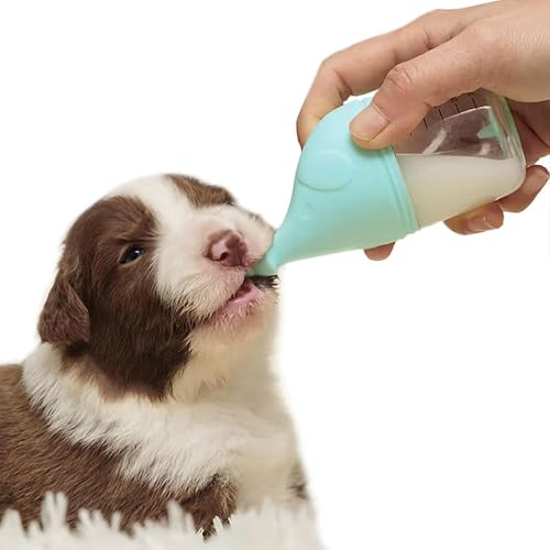 Aufzuchtflasche Katze, Silikonflasche Welpenmilch mit Fütterungsnippel für Hunde Katzenmilch Nursing Bottle Puppy Flasche Neugeborene Pet Kleine Hunde Welpen Katze Milch (20ml) (Blau, one Size) von Generic