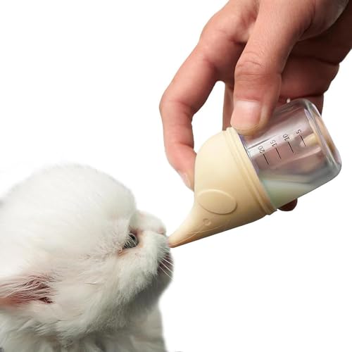 Aufzuchtflasche Katze, Silikonflasche Welpenmilch mit Fütterungsnippel für Hunde Katzenmilch Nursing Bottle Puppy Flasche Neugeborene Pet Kleine Hunde Welpen Katze Milch (20ml) (Gelb, one Size) von Generic