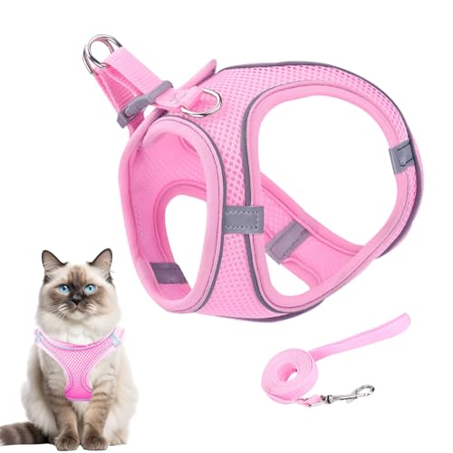 Ausbruchssicheres Katzengeschirr | Weiches Mesh-Geschirr Mit Reflektierenden Sicherheitsstreifen | Mittel Groß Geschirr für Wandern Camping Training Outdoor Ausbruchssicheres Katzengeschirr | Weiches Mesh-Geschirr Mit Reflektierenden Sicherheitsstreifen | Mittel Groß Geschirr für Wandern Camping Training Outdoor von Generic