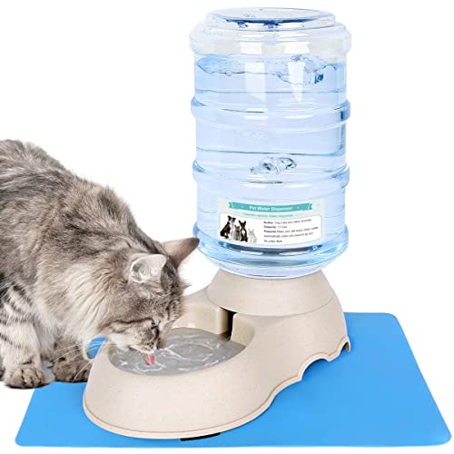 Automatischer Katzen-Wasserspender mit Haustierfutter, Gummimatte für kleine, mittelgroße Hunde, Welpen, Kätzchen, große Kapazität, 1,5 Gallonen Automatischer Katzen-Wasserspender mit Haustierfutter, Gummimatte für kleine, mittelgroße Hunde, Welpen, Kätzchen, große Kapazität, 1,5 Gallonen von Generic