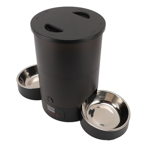 Automatischer Katzenfutterspender, Automatische Hundefutter Robustes Doppelfutter mit Edelstahlschüssel für Hundekatzen für Haustiere (Schwarze Doppelschale) von Generic