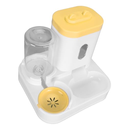 Automatischer Katzentränke-Futterspender, Transparentes Fenster, Tierfutter-Wasserspender 2 in 1 für Hunde (Yellow) von Generic