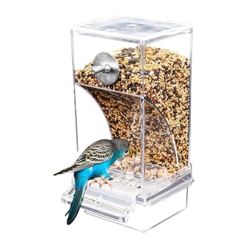 Automatischer Vogelfutterautomat Nein, Vogelfutterstation für Käfig | Papageienfutter aus transparentem Acryl auslaufsicher, Papageienfutter für Nymphensittiche, für Ga von Generic