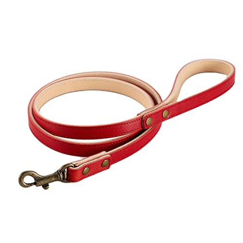 BONBI ALCON Tochigi Hundeleine aus Leder für kleine Hunde | Hundeleine | Rot | Größe S | Made in Japan von Generic