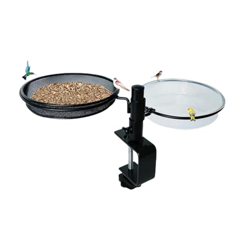 Balkonvogelfutterstation | Klemmdeck-Vogelfutterspender mit Netzschale, Vogelfutterstation, Blumentopfständer, rostfrei, für Balkon, um Vögel anzulocken von Generic