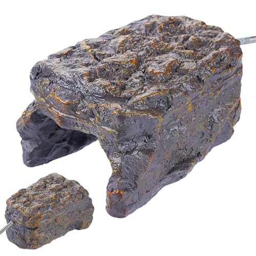 Beheizte Reptilienbland und Höhle - Harz Simulationsgestein, warmes Tierheim | USB -Heizgestein für Eidechsen, Schlangen, Schildkröten, Gecko, Leoparden Gecko, Terrarium Habitat Decor, Börsenplatz für von Generic