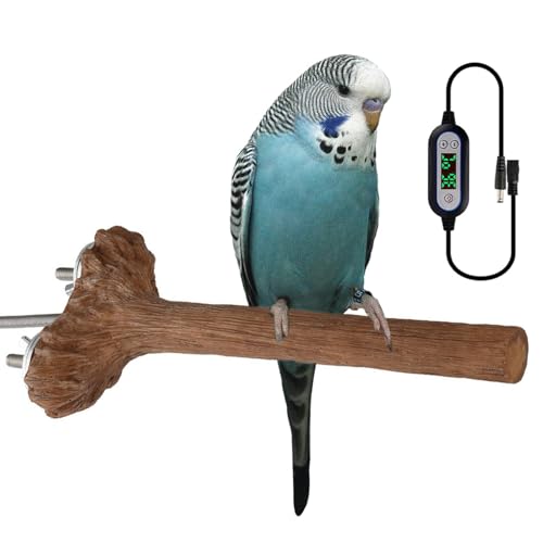 Beheizte Sitzstange für Papageien: Sitzstange aus simuliertem Holz | stabile Heizstation, für Vögel für Tauben, Mynas, Graupapageien, Perique von Generic