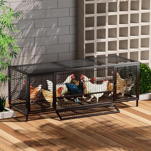 Belüfteter Hühnerstall Mit Verschlüsseltem Lochabstand, Hühnerstall Für Innen- Und Außennutzung Für Enten, Kleintiere, Geflügelkäfig, Einfache Montage(Black,150 * 58 * 62cm) von Generic