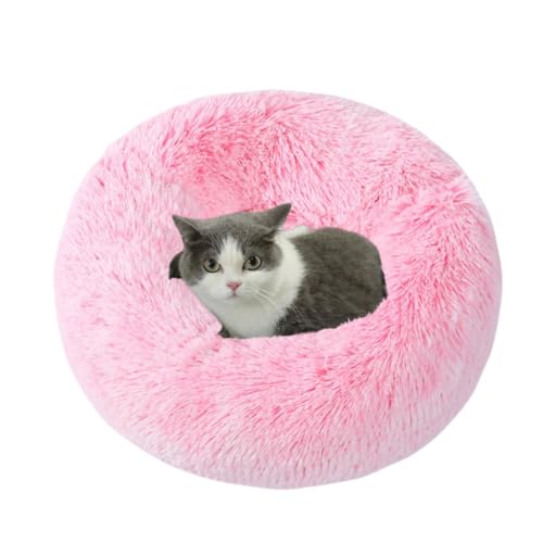 Beruhigendes Donut-Kissen für Hunde und Katzen, warmes und bequemes, Flauschiges, rundes Plüschbett(24,120CM) von Generic