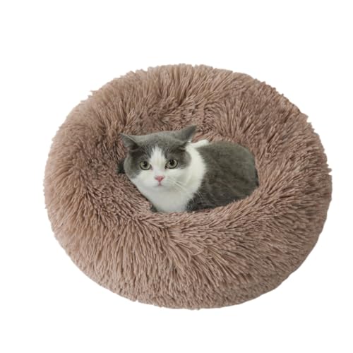 Beruhigendes Donut-Kissen für Hunde und Katzen, warmes und bequemes, Flauschiges, rundes Plüschbett(31,40CM) von Generic