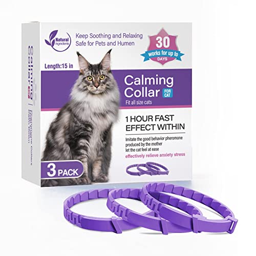 Beruhigendes Halsband für Katzen und Kätzchen, Pheromon-Halsband, effizient, lindert Angstzustände, Stress, Pheromone, beruhigend, bequem, verstellbar, für kleine, mittelgroße und große Katzen, 3 von Generic