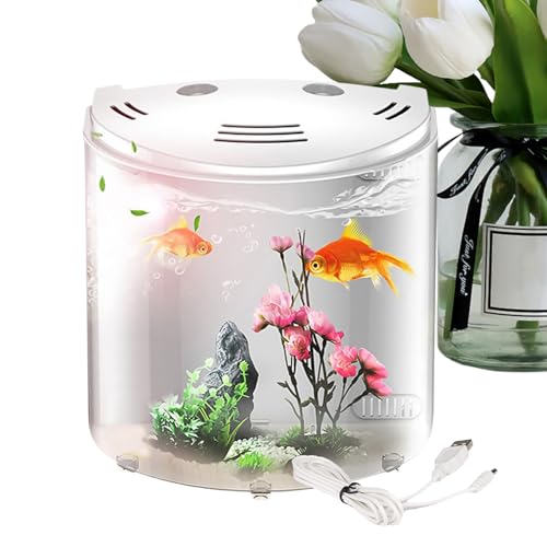 Betta -Fischtank - Desktop -Fisch -Aquarium, Mini -Fischlebensraum mit Filterlicht | Klarer Wasserbehälter mit Pumpe, transparent von Generic
