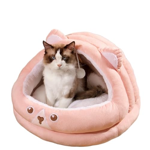 Betten Sofa Indoor Katzen, Süßes Halbgeschlossenes Katzennest mit Abnehmbarem Kissen Katzenhaus Kleine Hundebetten Haustier (Farbe : Pink, Größe : S35*35 * 30cm) von Generic