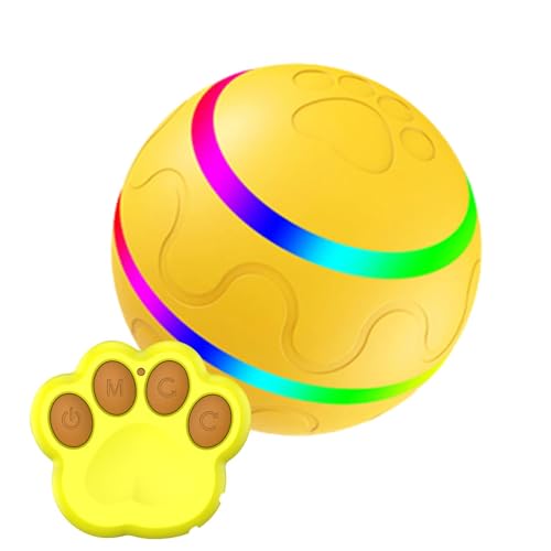 Beweglicher Haustierball, 500 mAh aktiver Hundeball, wiederaufladbarer Silikon-Hundeball mit LED-Licht, aktiver Rollball mit Bewegungssensor und Fernbedienung, wasserdichter Haustierball für verschied von Generic