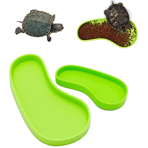 Bilindasly 2 Stück Fußform Reptilien-Futterspender Grün Reptilien-Futter- und Wassernapf Futternapf für Eidechsen, Schildkröten, Wasserbedarf, S + L von Generic