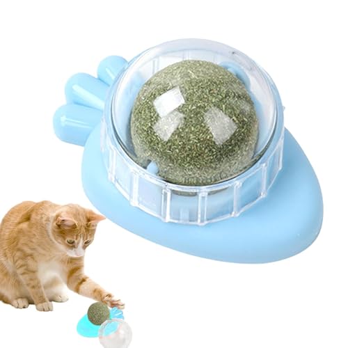 Blatt-Kugel mit Minze zur Wandmontage, mit natürlicher Minze | rotierendes Katzenspielzeug, essbare Bälle für Kätzchen, interaktiver Snack für Katzen, Zahnpflegespielzeug von Generic
