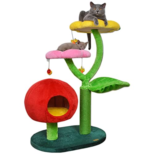 Blumen-Kratzbaum für große Katzen. Robuster, vierlagiger Katzenregal-Katzenstreu-Katzenbaum von Generic