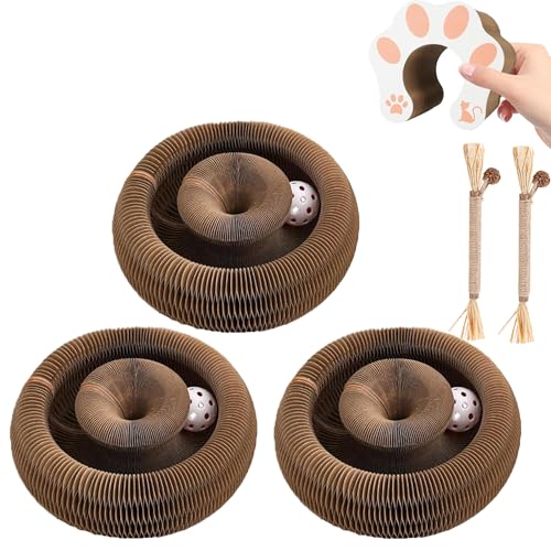 Boopz Ball for Cats, Boopz Ball Cat Toy Scratcher, Interactive Foldable Magic Organ Scratching Board with Bell Balls, Flexible Cat Scratcher for Indoor Play & Physical Mental Stimulation (3Pcs) von Generic