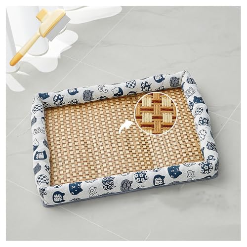 Breathable Rattan Cooling Pet Bed, 2025 Cooling Bed for Pets with Heat Resistant Rattan, Woven Breathable Square Washable Bed with Edge for Dogs Cats(#1,XL: 60 * 80cm) von Generic