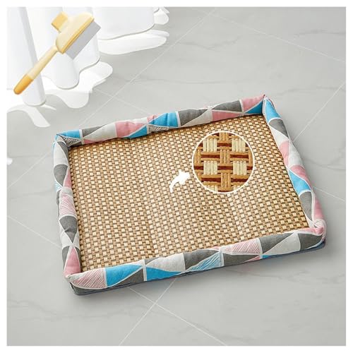 Breathable Rattan Cooling Pet Bed, 2025 Cooling Bed for Pets with Heat Resistant Rattan, Woven Breathable Square Washable Bed with Edge for Dogs Cats(#4,XL: 60 * 80cm) von Generic