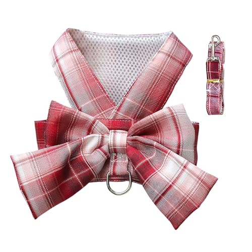 Brustgurt für Hundegeschirr mit Design, atmungsaktives dreilagiges Gewebe, verstellbar und sicher für kleine Hunde, perfekt für Aktivitäten drinnen und draußen Pzy306 (Red, XL) von Generic
