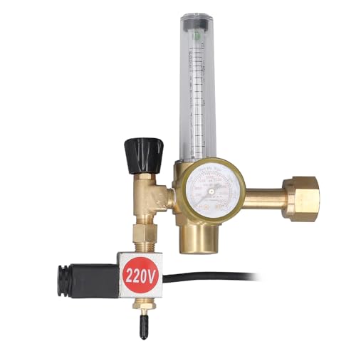 CO2-Regler-Durchflussmeter, 0,15-0,8 MPa 0-4000 Psi Druckmesser CO2-Regler Hohe Härte 0-15 SCFH Messing CGA320-Einlass mit Magnetventil für Pflanzenzelte (EU -Stecker 220 V) von Generic