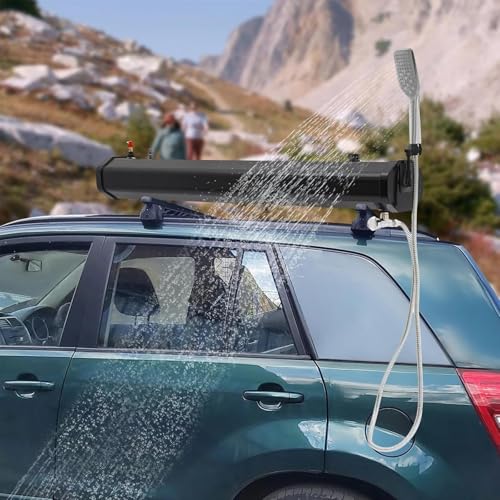 Campingdusche Camping Dusche Tragbare selbstdruckbeaufschlagter Wassertank für Duschen, Dachgepäckträger, Solar-Schlauchset, 4,8/5,3/7,9 Gallonen, zum Wandern, Autowaschen, Haustierreinigung Campingdusche Camping Dusche Tragbare selbstdruckbeaufschlagter Wassertank für Duschen, Dachgepäckträger, Solar-Schlauchset, 4,8/5,3/7,9 Gallonen, zum Wandern, Autowaschen, Haustierreinigung von Generic