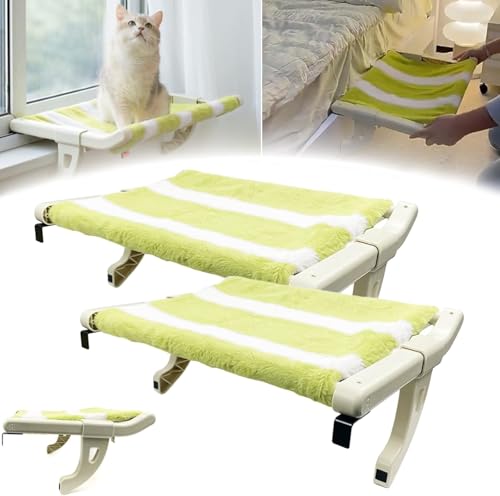 Cat Bedside Hammock,Soft Hanging Cat Bed with Removable Cover,One-Step Sliding Clamping Slot Adjustment Cats Hammock,No Drilling Hold Up to 30lbs for Windowsill Bedside Drawer,Easy Installation (2Set) von Generic