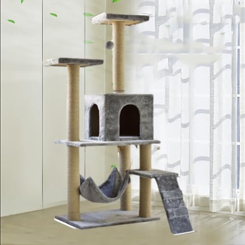 Cat Climbing Frame cat Tree Tower for Indoor Cats,Cat House Cat Activity Center Play House for Indoor Big Cats with Scratching Post(Gray,40 * 60 * 140cm) von Generic