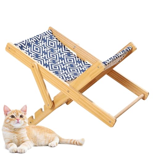 Cat Sisal Chair, Cat Elevated Bed, Cat Sisal Bed, Cat Bunk Bed, Cat Lounger, Mini Beach Chair, Natural Mini Lounge Chair Made of Solid Wood, Bearing 10kg, Adjustable Cat Hammock for Dogs, Cats von Generic