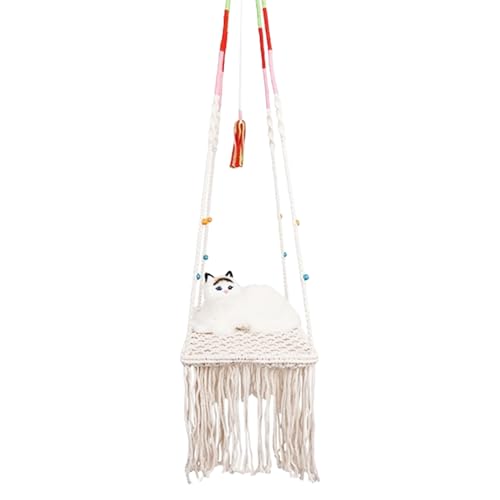 Cat Swing Bett Makrame - Hängematten von Hängematten in Indoor, handgefertigtes Haustiernest | Kleine Kätzchen gemütliche Ruhe, gewebtes hängendes Bett, Innenkatze Möbel, stilvoller bequemer Schwung Cat Swing Bett Makrame - Hängematten von Hängematten in Indoor, handgefertigtes Haustiernest | Kleine Kätzchen gemütliche Ruhe, gewebtes hängendes Bett, Innenkatze Möbel, stilvoller bequemer Schwung von Generic