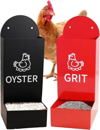 Chicken Oyster Shell and Grit Feeder, Hängende Schwerkraft-Geflügelfuttertröge aus Metall, Metal Chicken Feeder Chicken coop Accessories Automatic Chicken Feeder for Healthier Hens & Egg von Generic